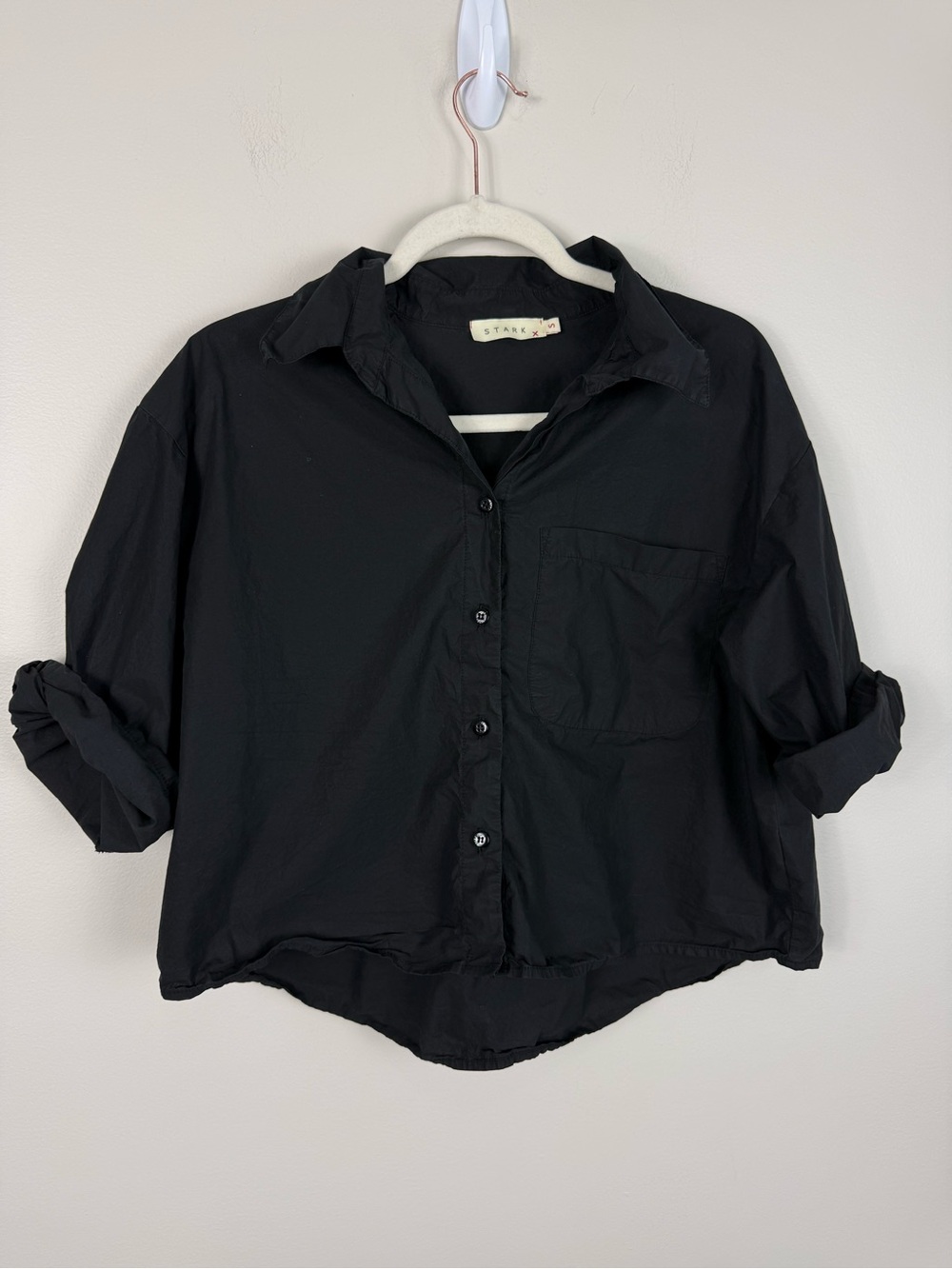 Stark X Cotton Button-Up Shirt Small Oversized Boxy Neutral Classic Gothic Top